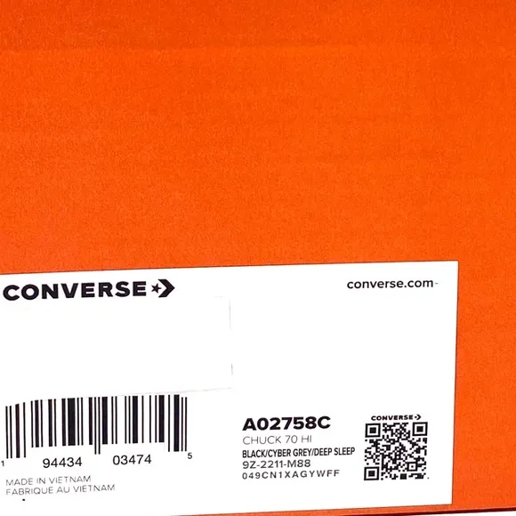 Converse Chuck 70 High For Men Casual Shoes Black Gray Canvas Sneakers A02758C