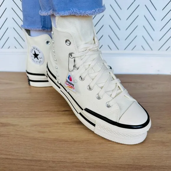 ❤️❤️❤️CONVERSE Chuck 70 Plus Hi Gems Sz 9 Women's Platform Shoes Pearls A10287C