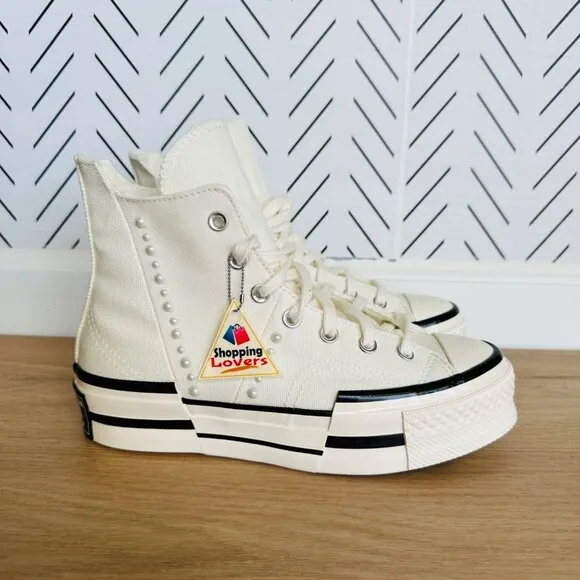 ❤️❤️❤️CONVERSE Chuck 70 Plus Hi Gems Sz 9 Women's Platform Shoes Pearls A10287C