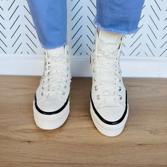 ❤️❤️❤️CONVERSE Chuck 70 Plus Hi Gems Sz 9 Women's Platform Shoes Pearls A10287C