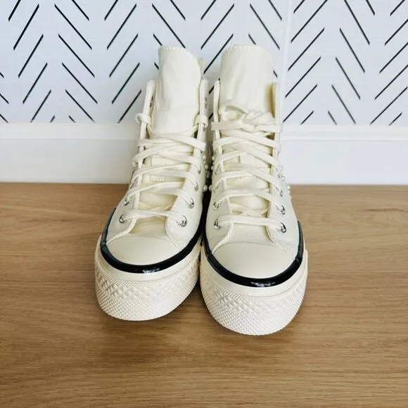 ❤️❤️❤️CONVERSE Chuck 70 Plus Hi Gems Sz 9 Women's Platform Shoes Pearls A10287C