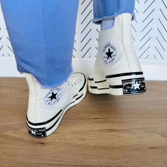 ❤️❤️❤️CONVERSE Chuck 70 Plus Hi Gems Sz 9 Women's Platform Shoes Pearls A10287C