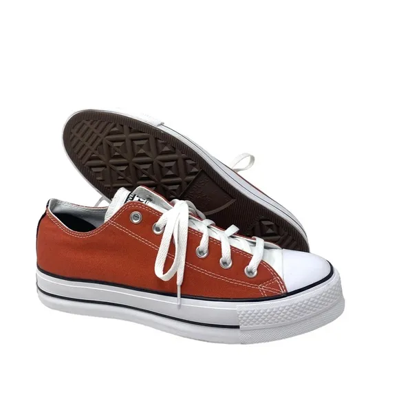 Converse Chuck Lift Platform Men's Shoes White Orange Canvas Custom 171210C-WOB