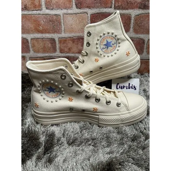 Converse Chuck Taylor All Star Lift Platform Pearls Women's Size 8.5 NEW A05972C