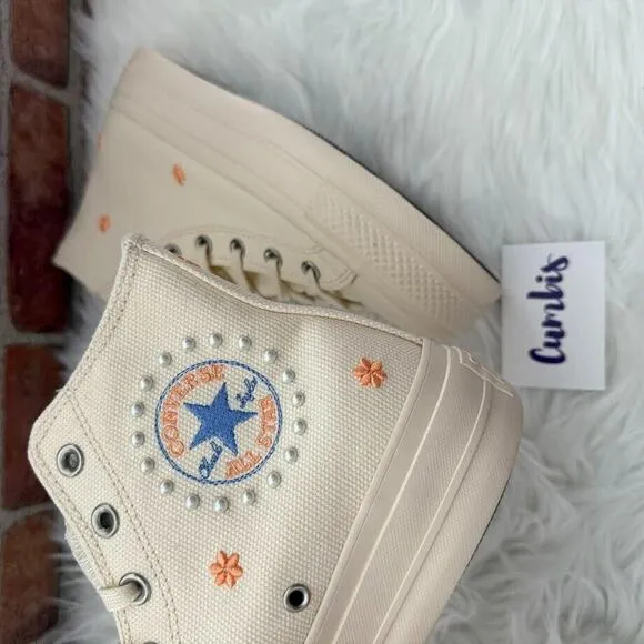 Converse Chuck Taylor All Star Lift Platform Pearls Women's Size 8.5 NEW A05972C