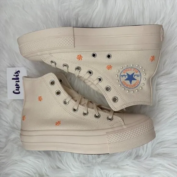 Converse Chuck Taylor All Star Lift Platform Pearls Women's Size 8.5 NEW A05972C
