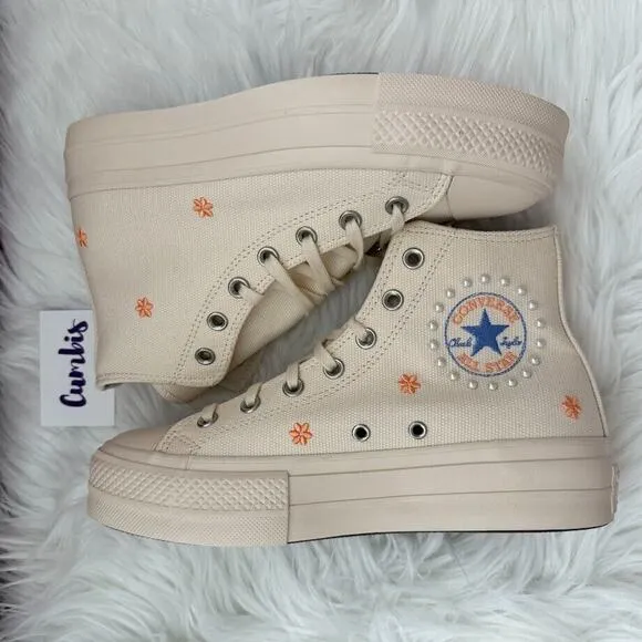Converse Chuck Taylor All Star Lift Platform Pearls Women's Size 8.5 NEW A05972C