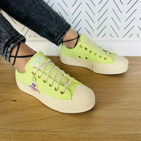 ⭐Converse Chuck Taylor All Star Lift Platform Sz 9 Women's Shoes Green A09913F