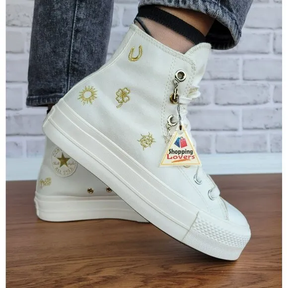 ⭐Converse Chuck Taylor Lift Platform Luck Charms Sz 7.5 Women Shoes A13406C New