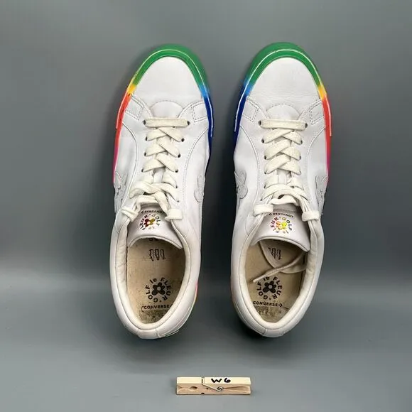 Converse Golf Le Fleur One Star Ox Rainbow Mens 13 White Shoes Sneakers Leather