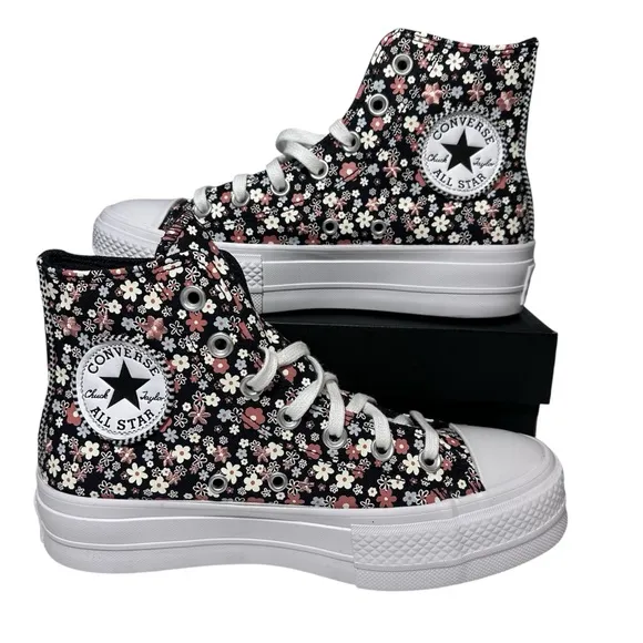 Converse Lift Platform Petite Petals high top shoes black women’s 8