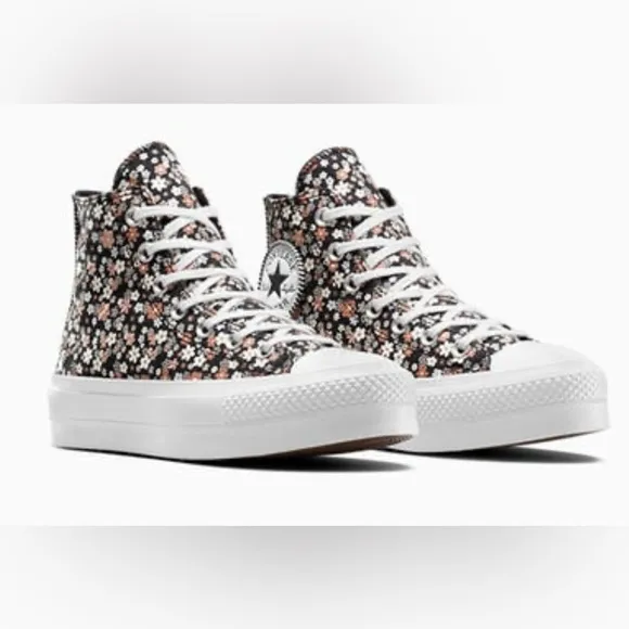 Converse Lift Platform Petite Petals high top shoes black women’s 8