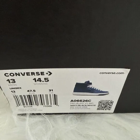 Converse Men's Pro Blaze V2 Mid Size 13 Blue Leather Athletic Shoes Sneakers NEW