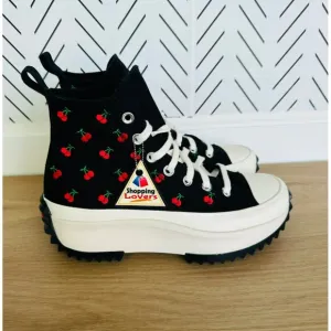⭐Converse Run Star Hike Hi Men Shoes Sz 5.5 Platform Cherry Embroidered A08113C⭐