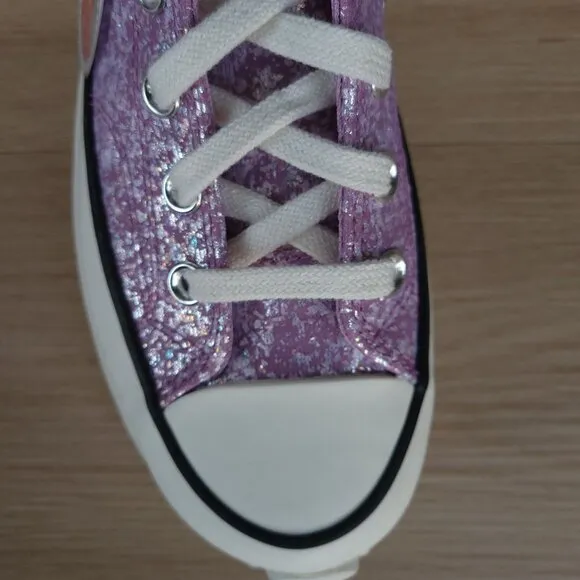 ✨Converse Run Star Hike Hi Women Shoes Size 7.5 Purple Glitter Platform A10096C