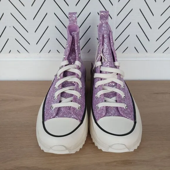 ✨Converse Run Star Hike Hi Women Shoes Size 7.5 Purple Glitter Platform A10096C
