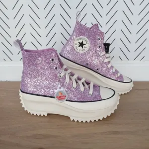 ✨Converse Run Star Hike Hi Women Shoes Size 7.5 Purple Glitter Platform A10096C