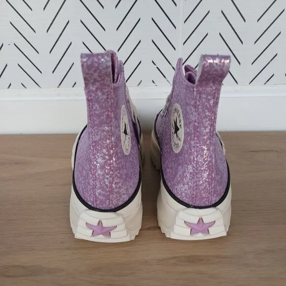 ✨Converse Run Star Hike Hi Women Shoes Size 7.5 Purple Glitter Platform A10096C