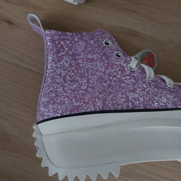 ✨Converse Run Star Hike Hi Women Shoes Size 7.5 Purple Glitter Platform A10096C