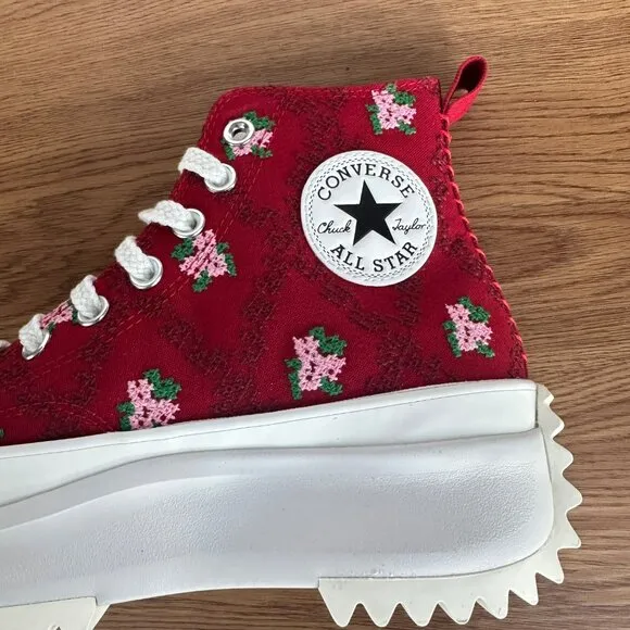 ⭐Converse Run Star Hike Platform 7 Mens Shoes Embroidered Floral Red A14885C New