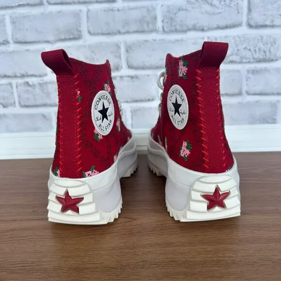 ⭐Converse Run Star Hike Platform 7 Mens Shoes Embroidered Floral Red A14885C New