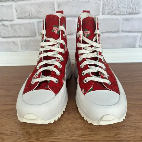 ⭐Converse Run Star Hike Platform 7 Mens Shoes Embroidered Floral Red A14885C New
