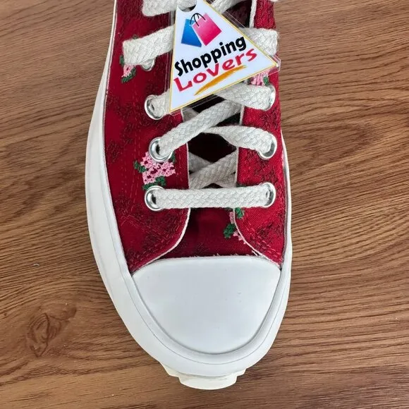 ⭐Converse Run Star Hike Platform 7 Mens Shoes Embroidered Floral Red A14885C New