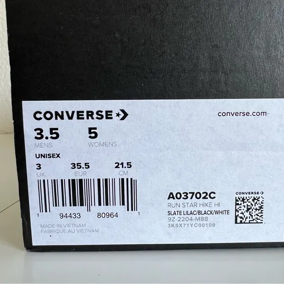 Converse Run Star Hike Platform Hi Top 'Slate Lilac' Purple Shoes Size 5