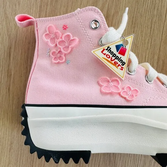 ⭐Converse Run Star Hike Platform Womens Shoes Sz 9 3D Flowers Pink Peach A09801C