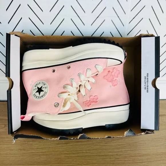 ⭐Converse Run Star Hike Platform Womens Shoes Sz 9 3D Flowers Pink Peach A09801C