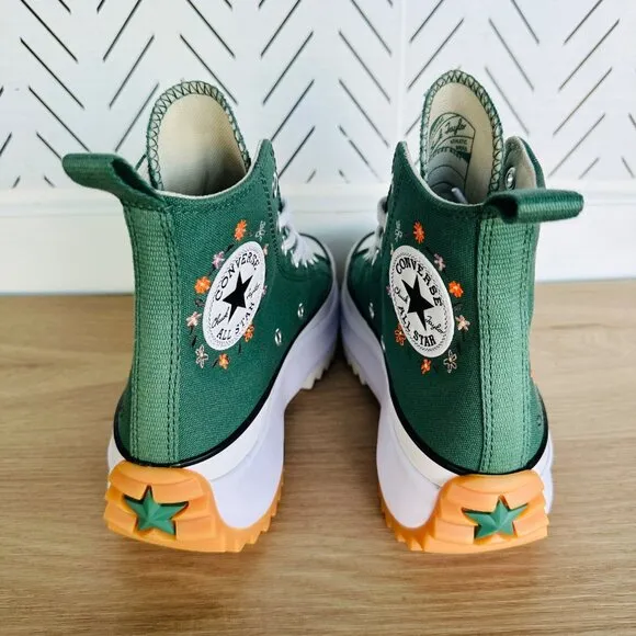 🤩Converse Sz 6 Men's Shoes Run Star Hike Platform Little Flowers Green A11562C