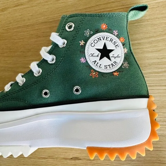 🤩Converse Sz 6 Men's Shoes Run Star Hike Platform Little Flowers Green A11562C