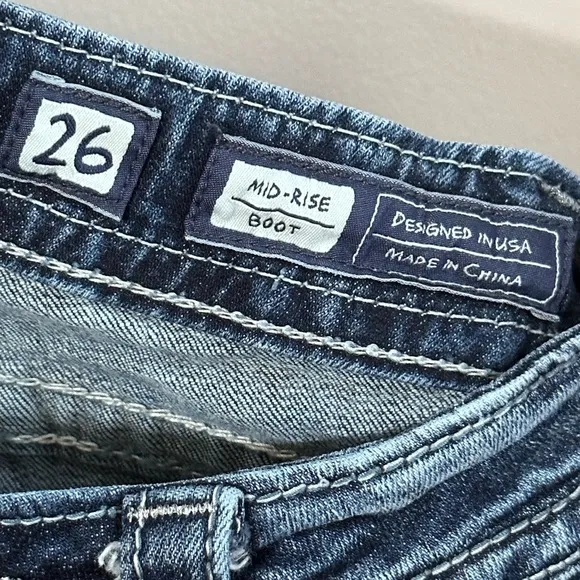 COPY - MISS ME Mid-Rise Bootcut Rhinestone Denim Jeans size 26