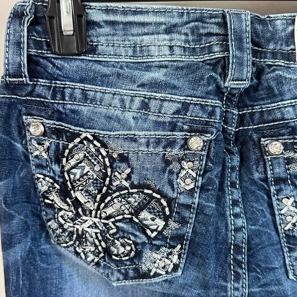 COPY - MISS ME Mid-Rise Bootcut Rhinestone Denim Jeans size 26
