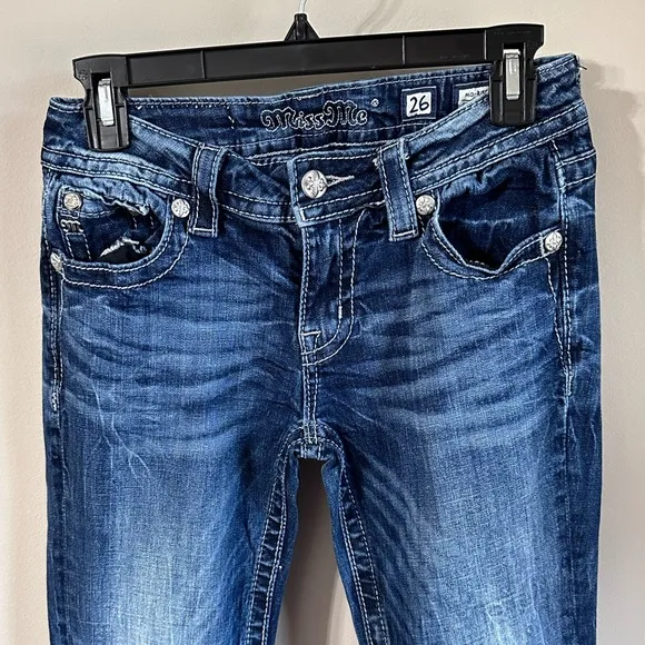 COPY - MISS ME Mid-Rise Bootcut Rhinestone Denim Jeans size 26
