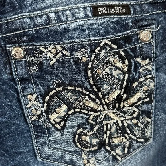 COPY - MISS ME Mid-Rise Bootcut Rhinestone Denim Jeans size 26