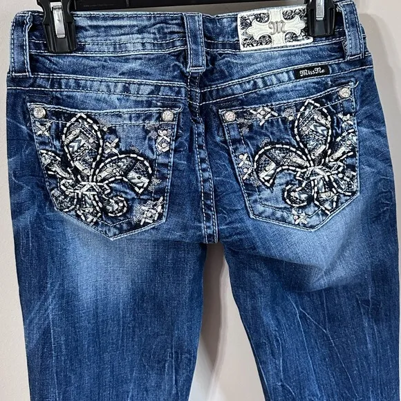 COPY - MISS ME Mid-Rise Bootcut Rhinestone Denim Jeans size 26