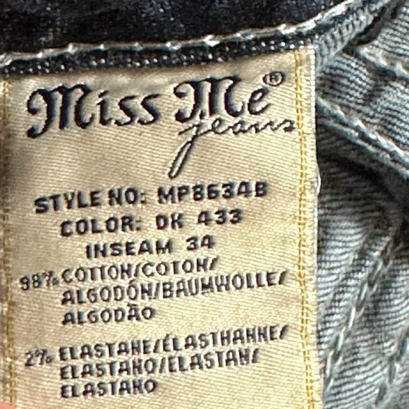 COPY - MISS ME Mid-Rise Bootcut Rhinestone Denim Jeans size 26