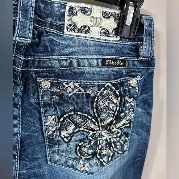 COPY - MISS ME Mid-Rise Bootcut Rhinestone Denim Jeans size 26