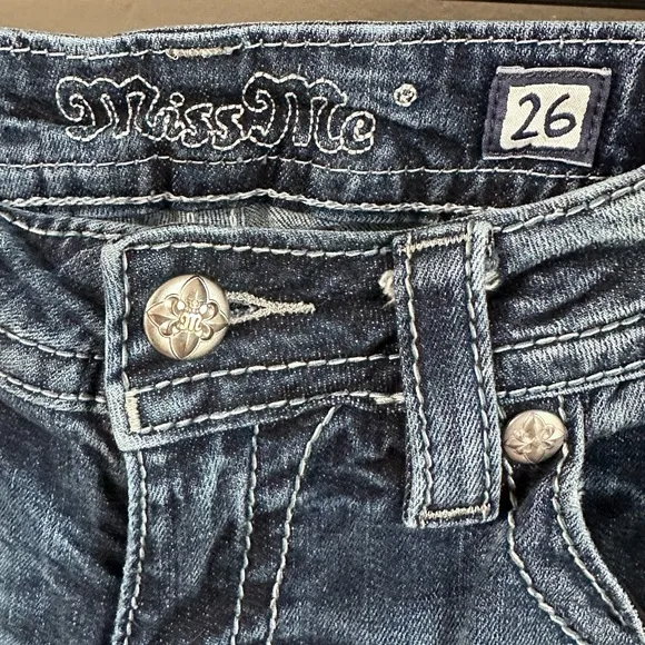 COPY - MISS ME Mid-Rise Bootcut Rhinestone Denim Jeans size 26