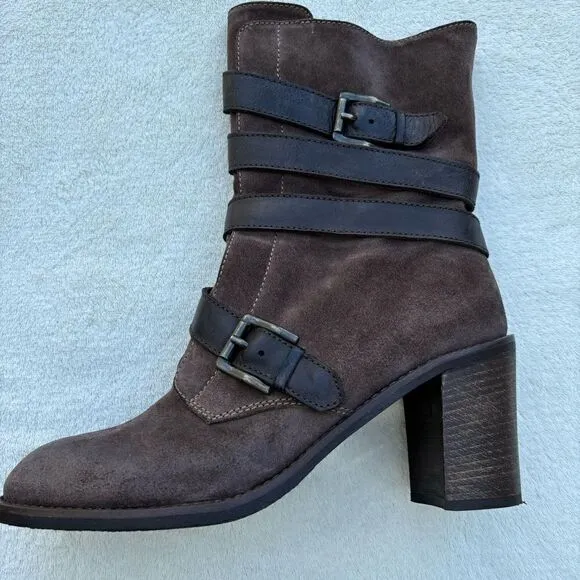 Cordani Brown Suede Distressed Tall buckle Italian Boots size 40 (10)