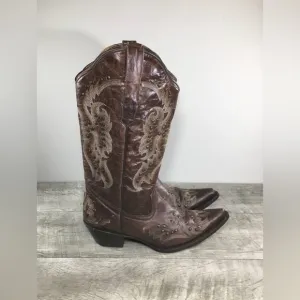 Corky’s Gypsy Girl Studded Women’s Western Cowboy Brown Leather Boots Size 10 US