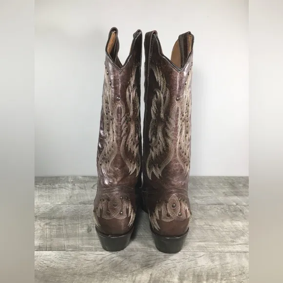 Corky’s Gypsy Girl Studded Women’s Western Cowboy Brown Leather Boots Size 10 US