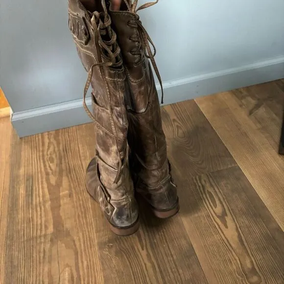 Corral Boots Side Zip Tall Genuine Leather Exclusively for Buckle Size 6.5 Mediu
