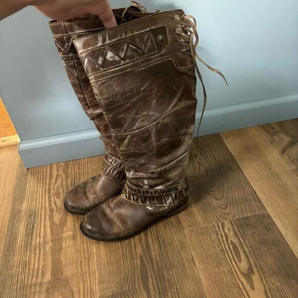 Corral Boots Side Zip Tall Genuine Leather Exclusively for Buckle Size 6.5 Mediu