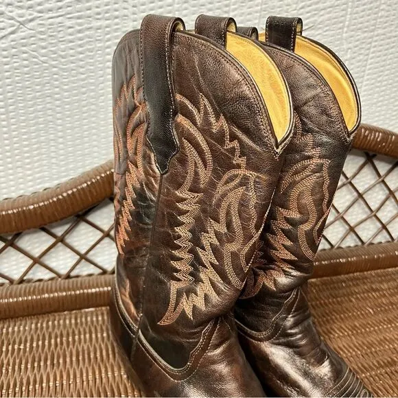 Corral Brown/Bronze Snip Toe Cowgirl 13Inch Heeled Boots Size 8.5M