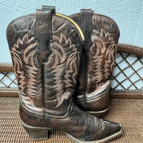 Corral Brown/Bronze Snip Toe Cowgirl 13Inch Heeled Boots Size 8.5M
