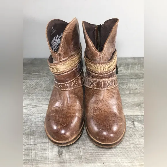 Corral Indie Spirit Cognac Mixed Straps Western Cowboy Leather Womens Boots 7 M