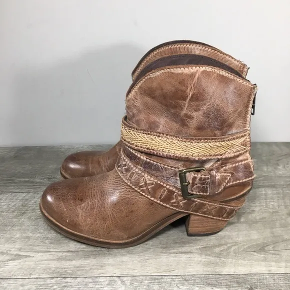 Corral Indie Spirit Cognac Mixed Straps Western Cowboy Leather Womens Boots 7 M