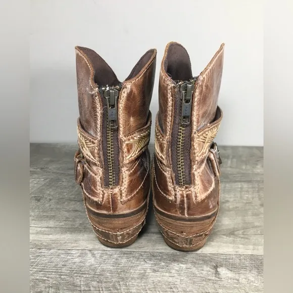 Corral Indie Spirit Cognac Mixed Straps Western Cowboy Leather Womens Boots 7 M
